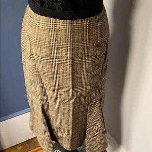 Chic Brown Plaid Pencil Skirt